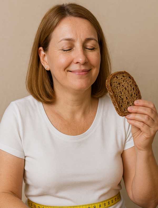 O doamnă activă și sănătoasă alege pâine integrală